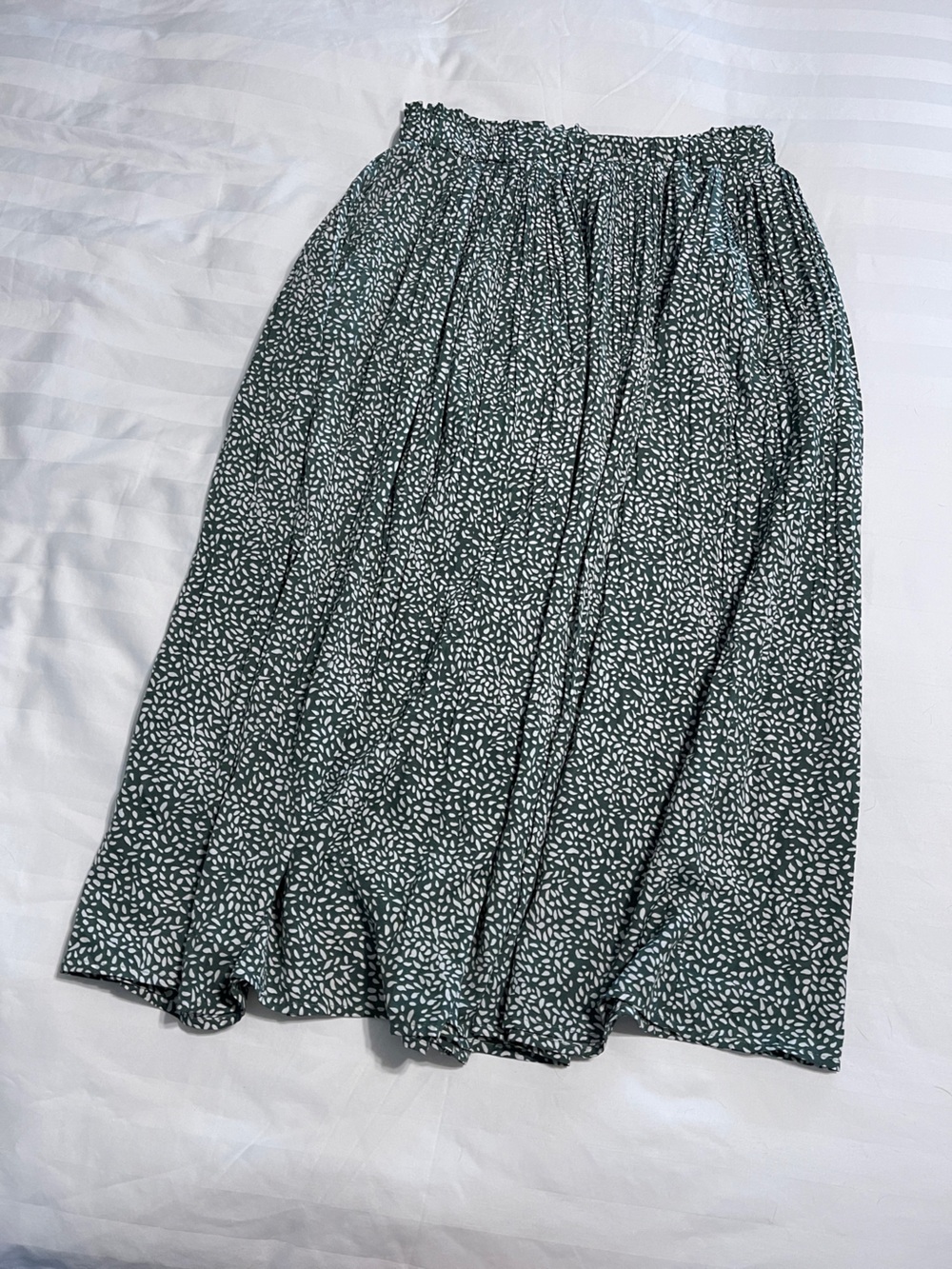 Dark Green Printed Midi Skirt